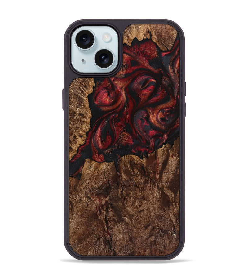 iPhone 15 Plus Wood+Resin Phone Case - Nathan (Red, 721287)