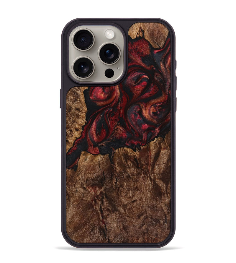 iPhone 15 Pro Max Wood+Resin Phone Case - Nathan (Red, 721287)