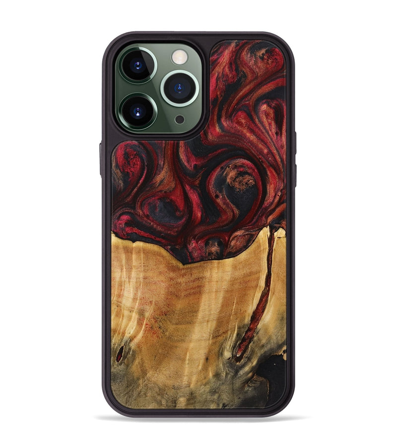 iPhone 13 Pro Max Wood+Resin Phone Case - Jeanette (Red, 721288)