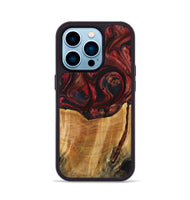 iPhone 14 Pro Wood+Resin Phone Case - Jeanette (Red, 721288)