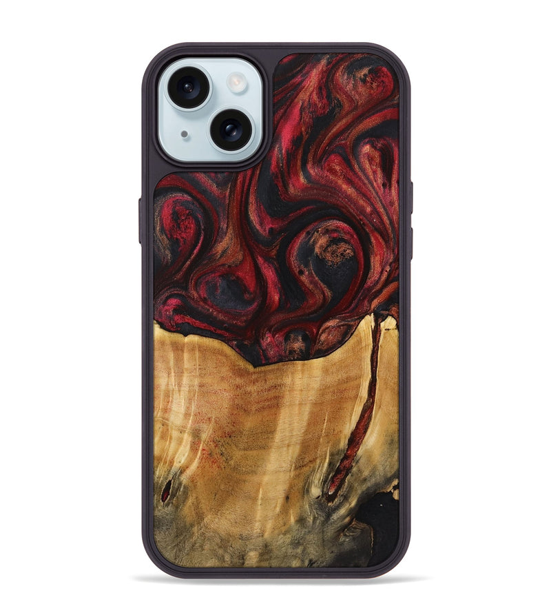 iPhone 15 Plus Wood+Resin Phone Case - Jeanette (Red, 721288)