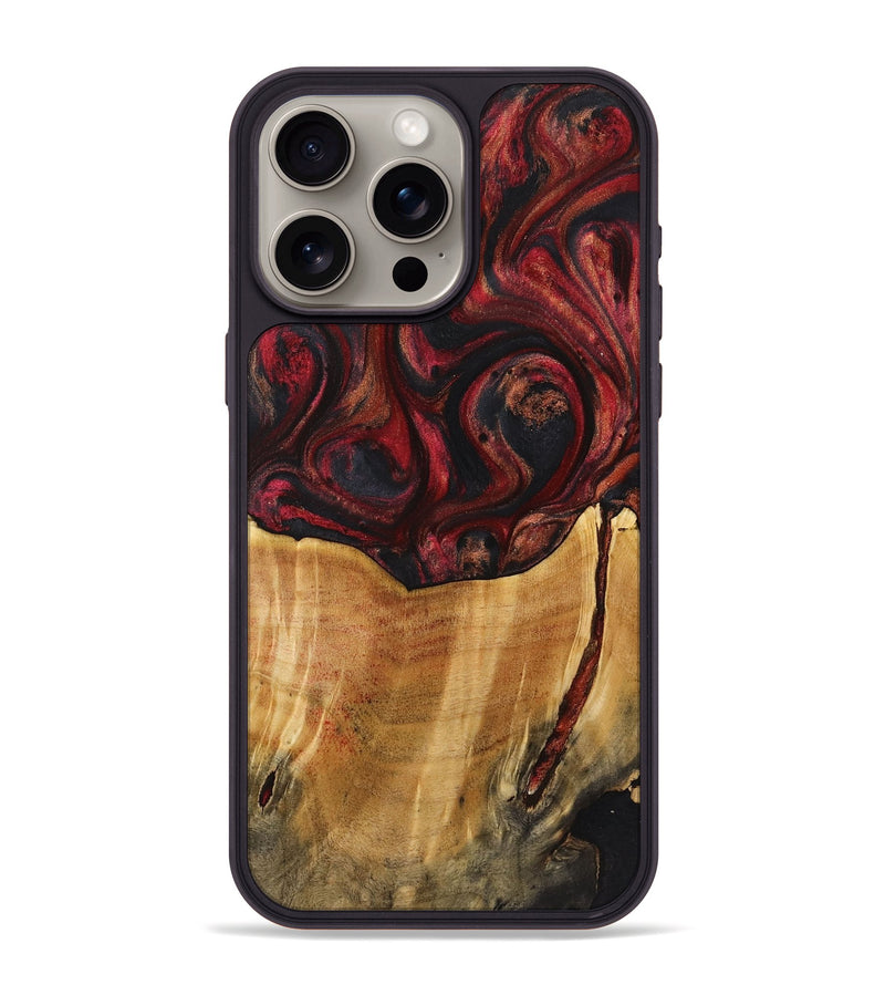 iPhone 15 Pro Max Wood+Resin Phone Case - Jeanette (Red, 721288)