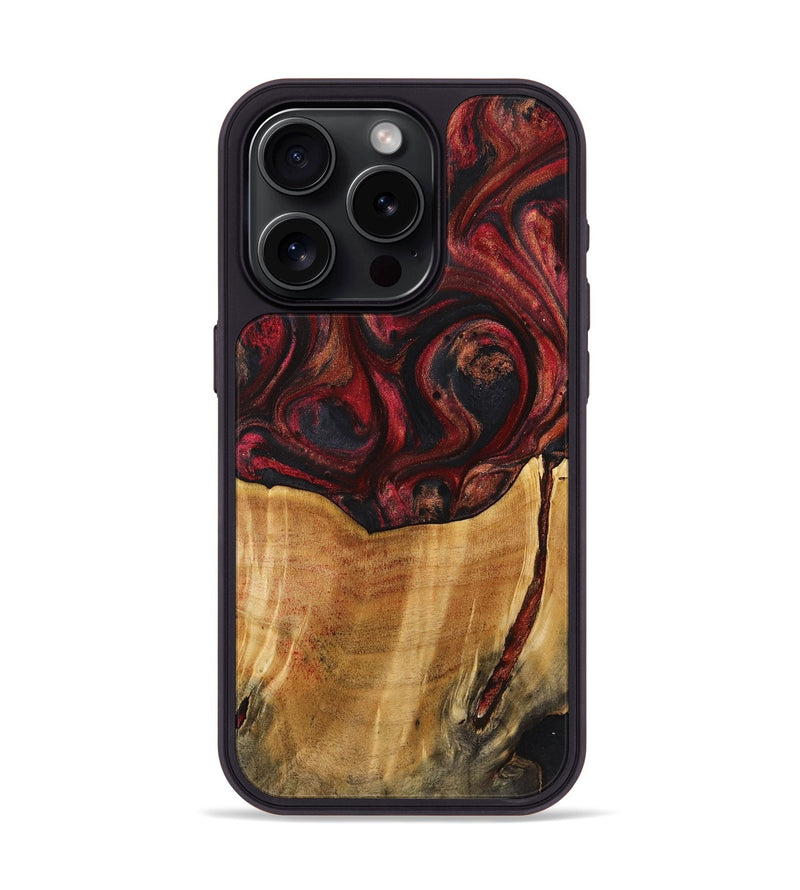 iPhone 15 Pro Wood+Resin Phone Case - Jeanette (Red, 721288)