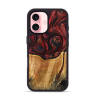 iPhone 16 Wood+Resin Phone Case - Jeanette (Red, 721288)