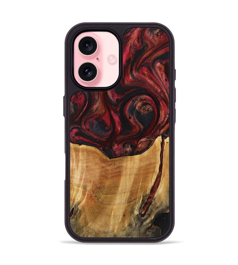 iPhone 16 Wood+Resin Phone Case - Jeanette (Red, 721288)