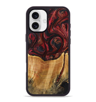 iPhone 16 Plus Wood+Resin Phone Case - Jeanette (Red, 721288)