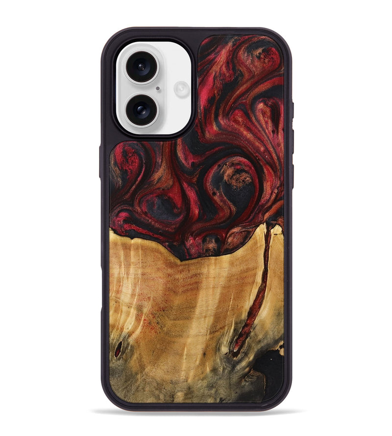 iPhone 16 Plus Wood+Resin Phone Case - Jeanette (Red, 721288)