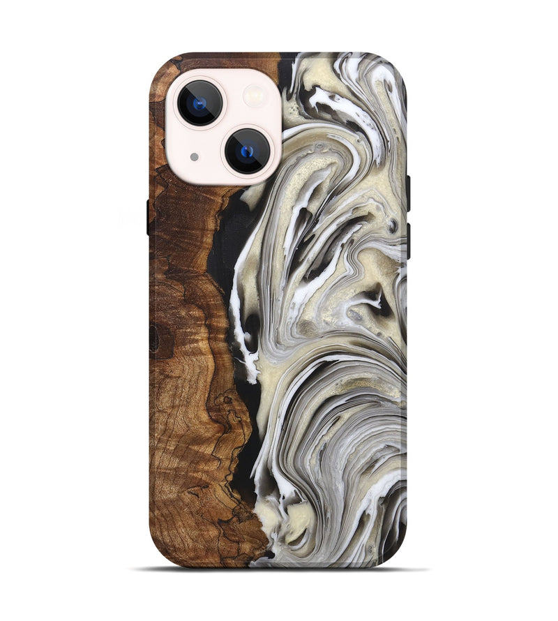 iPhone 14 Wood+Resin Live Edge Phone Case - Ray (Black & White, 721330)