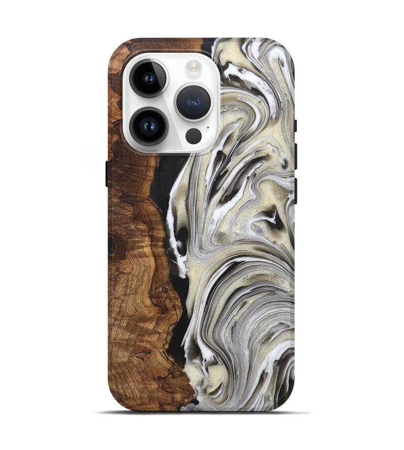 iPhone 15 Pro Wood+Resin Live Edge Phone Case - Ray (Black & White, 721330)