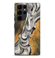 Galaxy S22 Ultra Wood+Resin Live Edge Phone Case - Roxanne (Black & White, 721331)