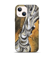 iPhone 14 Wood+Resin Live Edge Phone Case - Roxanne (Black & White, 721331)