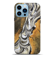 iPhone 14 Pro Max Wood+Resin Live Edge Phone Case - Roxanne (Black & White, 721331)