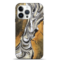 iPhone 15 Pro Max Wood+Resin Live Edge Phone Case - Roxanne (Black & White, 721331)