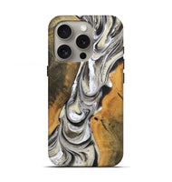 iPhone 16 Pro Wood+Resin Live Edge Phone Case - Roxanne (Black & White, 721331)