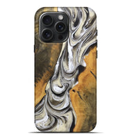 iPhone 16 Pro Max Wood+Resin Live Edge Phone Case - Roxanne (Black & White, 721331)