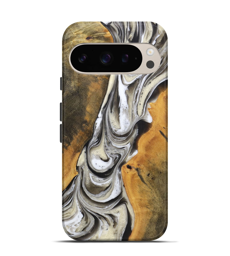 Pixel 9 Wood+Resin Live Edge Phone Case - Roxanne (Black & White, 721331)