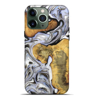 iPhone 13 Pro Max Wood+Resin Live Edge Phone Case - Nadine (Black & White, 721332)