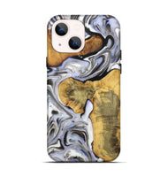 iPhone 14 Wood+Resin Live Edge Phone Case - Nadine (Black & White, 721332)