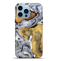 iPhone 14 Pro Max Wood+Resin Live Edge Phone Case - Nadine (Black & White, 721332)