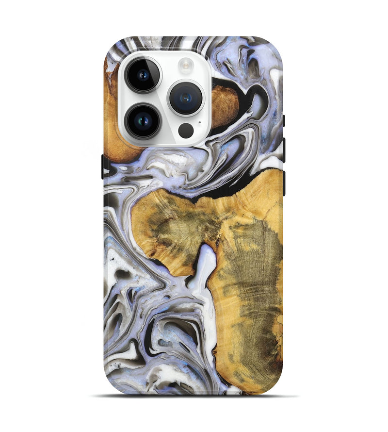 iPhone 15 Pro Wood+Resin Live Edge Phone Case - Nadine (Black & White, 721332)