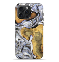 iPhone 16 Pro Max Wood+Resin Live Edge Phone Case - Nadine (Black & White, 721332)