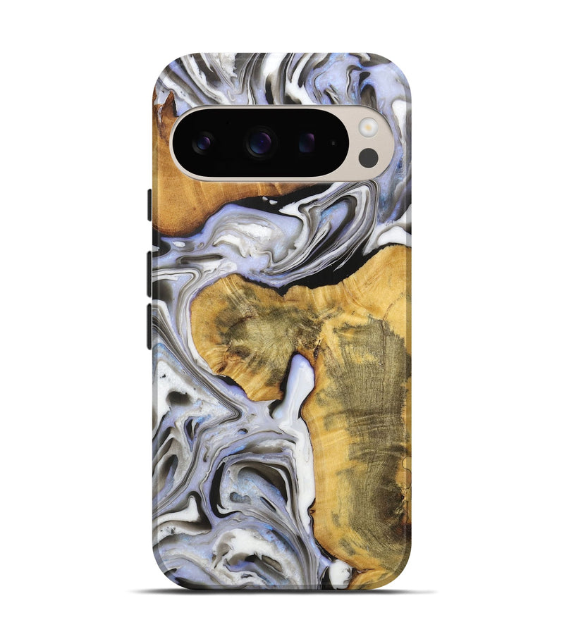 Pixel 9 Pro Wood+Resin Live Edge Phone Case - Nadine (Black & White, 721332)