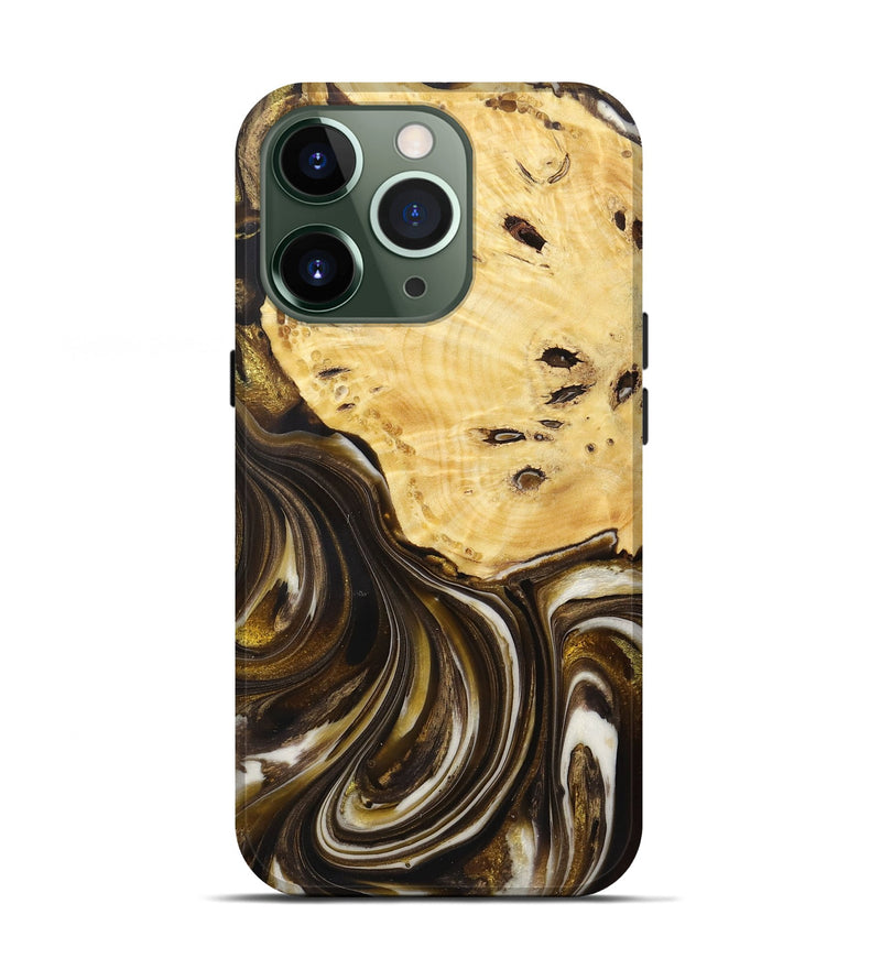 iPhone 13 Pro Wood+Resin Live Edge Phone Case - Anderson (Black & White, 721338)