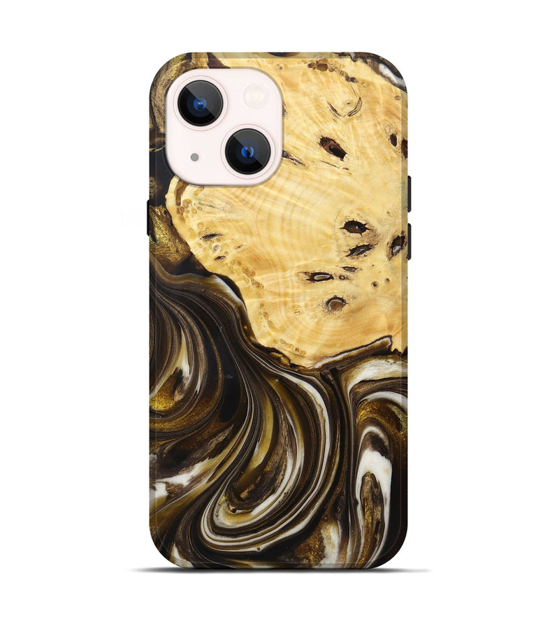 iPhone 14 Wood+Resin Live Edge Phone Case - Anderson (Black & White, 721338)