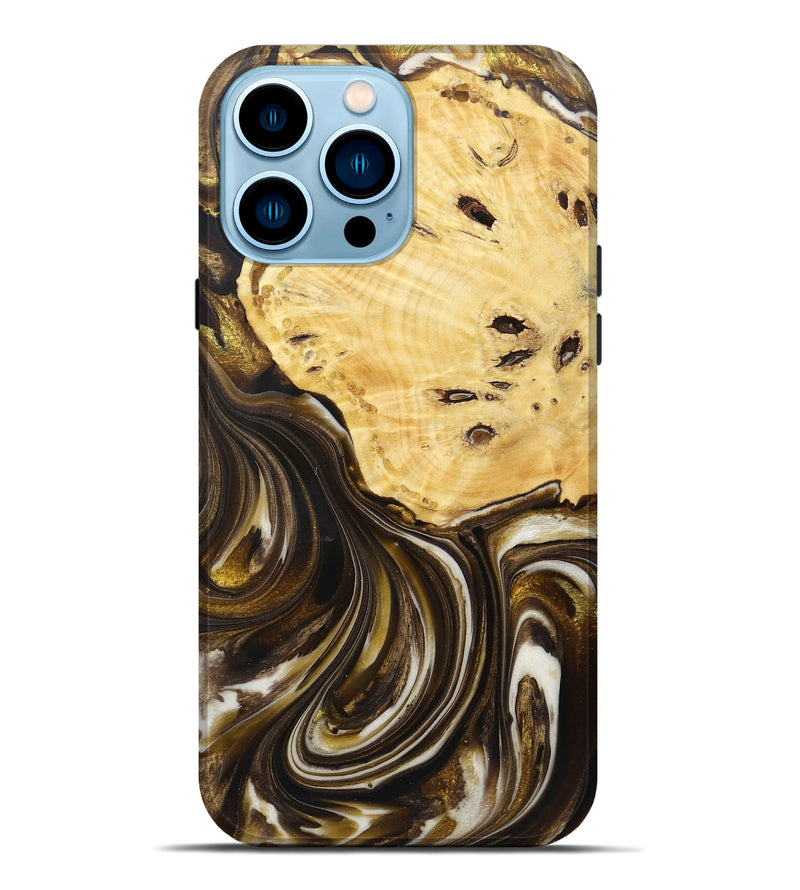 iPhone 14 Pro Max Wood+Resin Live Edge Phone Case - Anderson (Black & White, 721338)