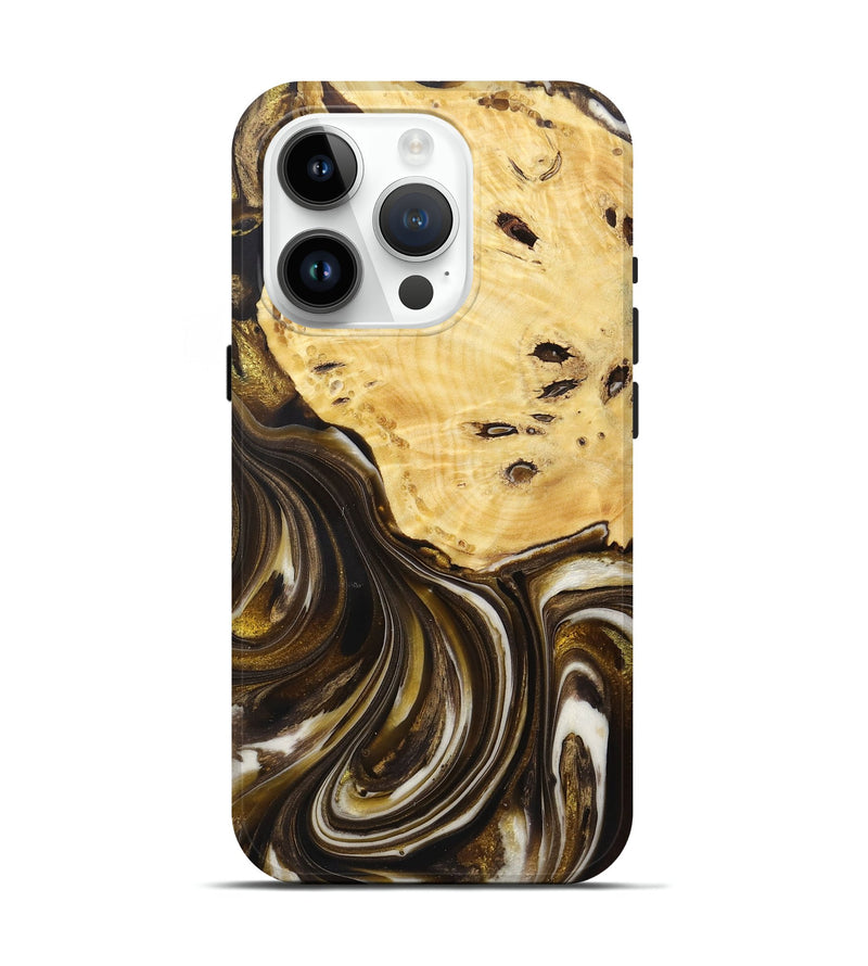 iPhone 15 Pro Wood+Resin Live Edge Phone Case - Anderson (Black & White, 721338)