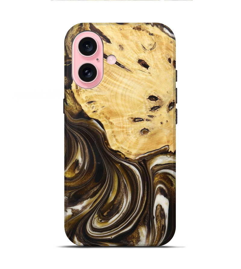 iPhone 16 Wood+Resin Live Edge Phone Case - Anderson (Black & White, 721338)