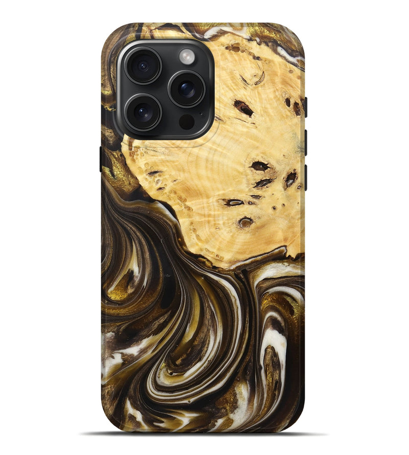 iPhone 16 Pro Max Wood+Resin Live Edge Phone Case - Anderson (Black & White, 721338)