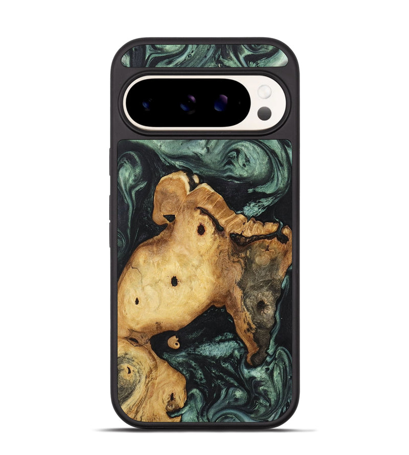 Pixel 9 Wood+Resin Phone Case - Muhammad (Green, 721523)