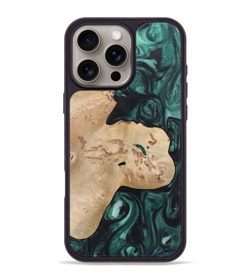 iPhone 16 Pro Max Wood+Resin Phone Case - Barrett (Green, 721524)