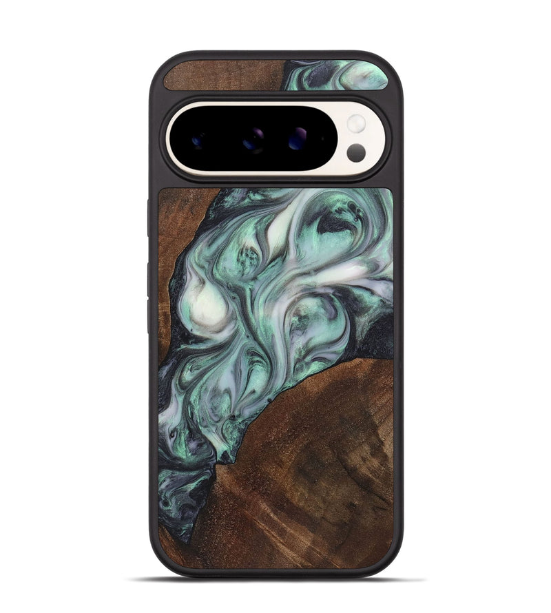 Pixel 9 Wood+Resin Phone Case - Eliza (Green, 721527)