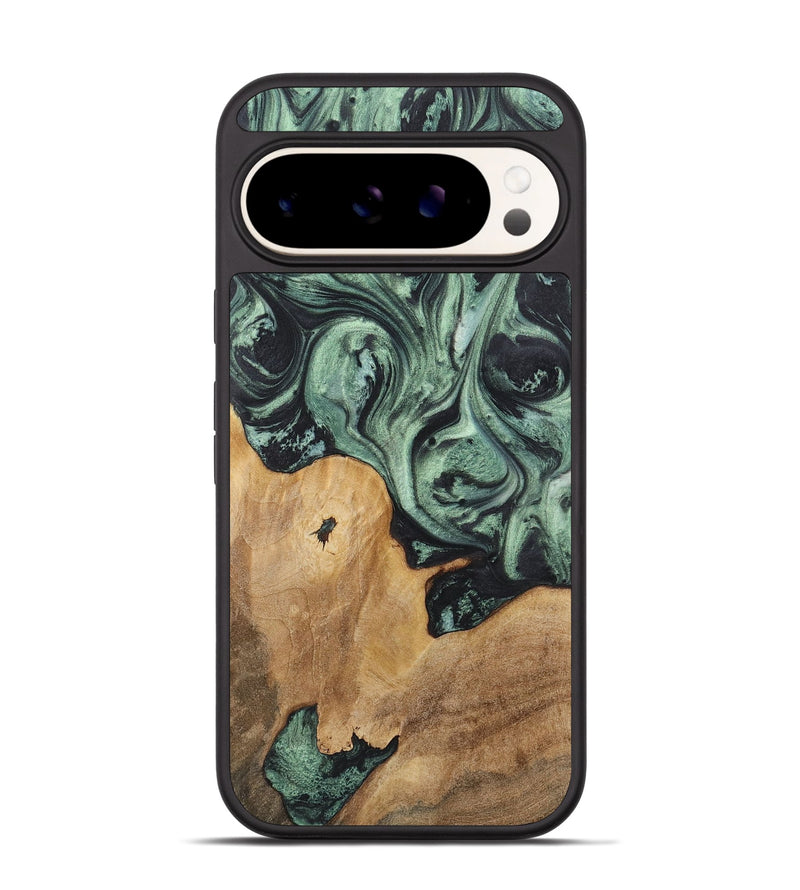 Pixel 9 Wood+Resin Phone Case - Krystle (Green, 721529)