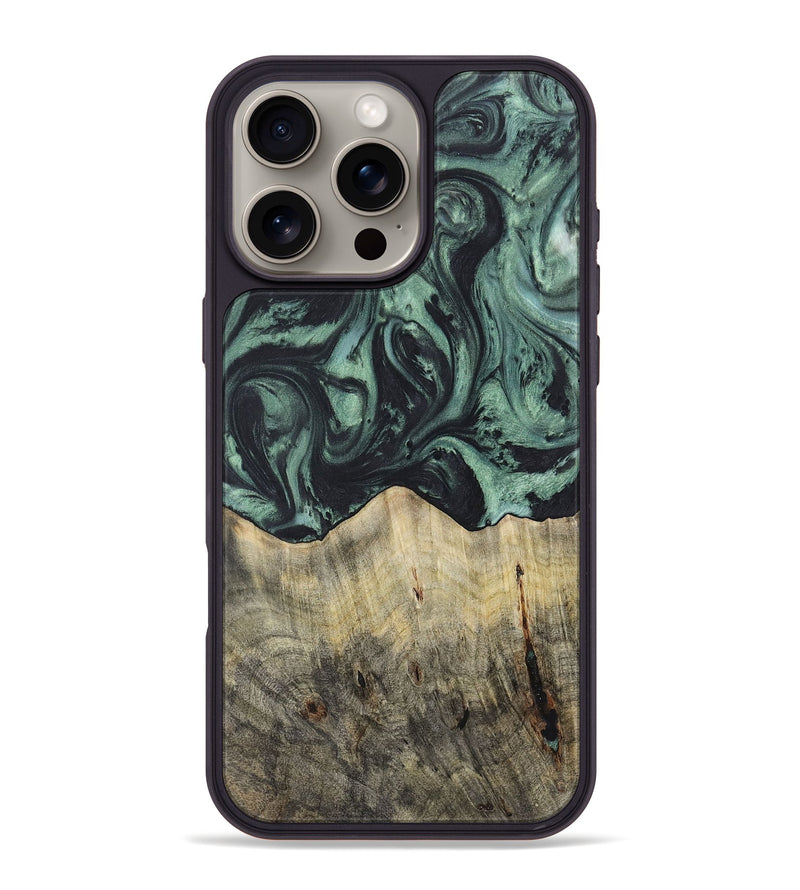 iPhone 16 Pro Max Wood+Resin Phone Case - Cheyanne (Green, 721534)