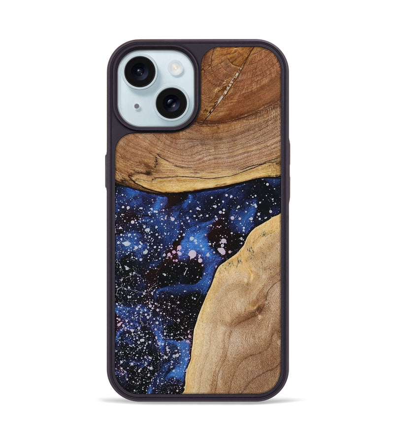 iPhone 15 Wood+Resin Phone Case - Olivia (Green, 721549)