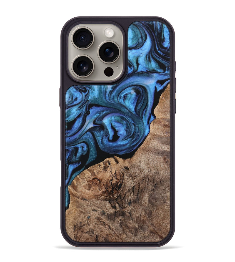 iPhone 16 Pro Max Wood+Resin Phone Case - Piper (Blue, 721617)