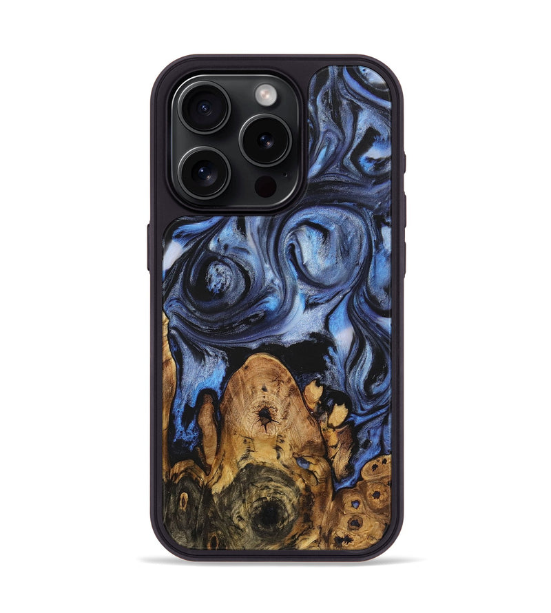 iPhone 15 Pro Wood+Resin Phone Case - Gwen (Blue, 721618)