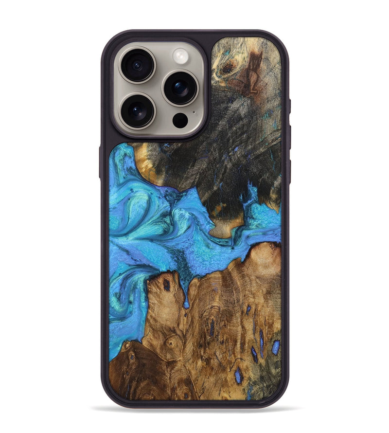 iPhone 15 Pro Max Wood+Resin Phone Case - Jayla (Blue, 721620)