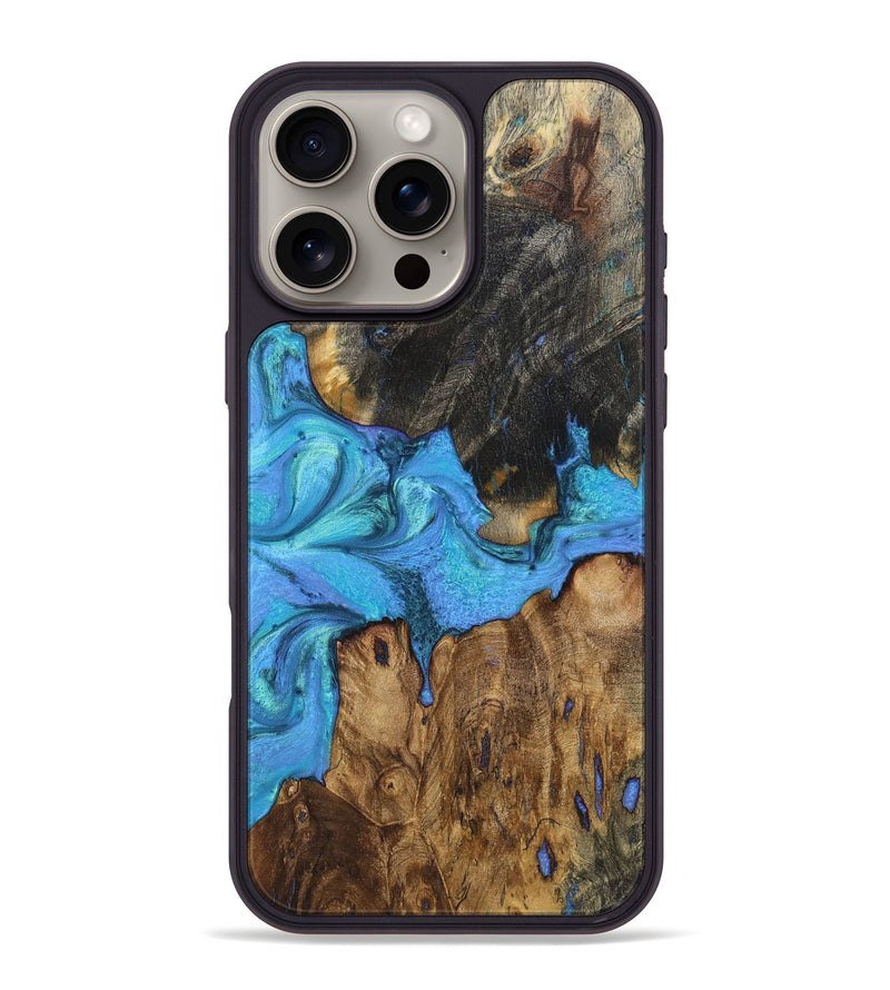 iPhone 16 Pro Max Wood+Resin Phone Case - Jayla (Blue, 721620)