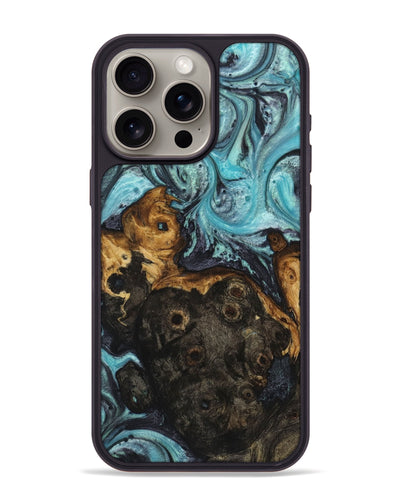 iPhone 15 Pro Max Wood+Resin Phone Case - Brad (Blue, 721621)