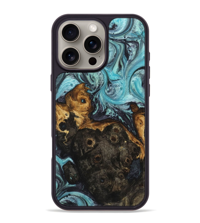 iPhone 16 Pro Max Wood+Resin Phone Case - Brad (Blue, 721621)