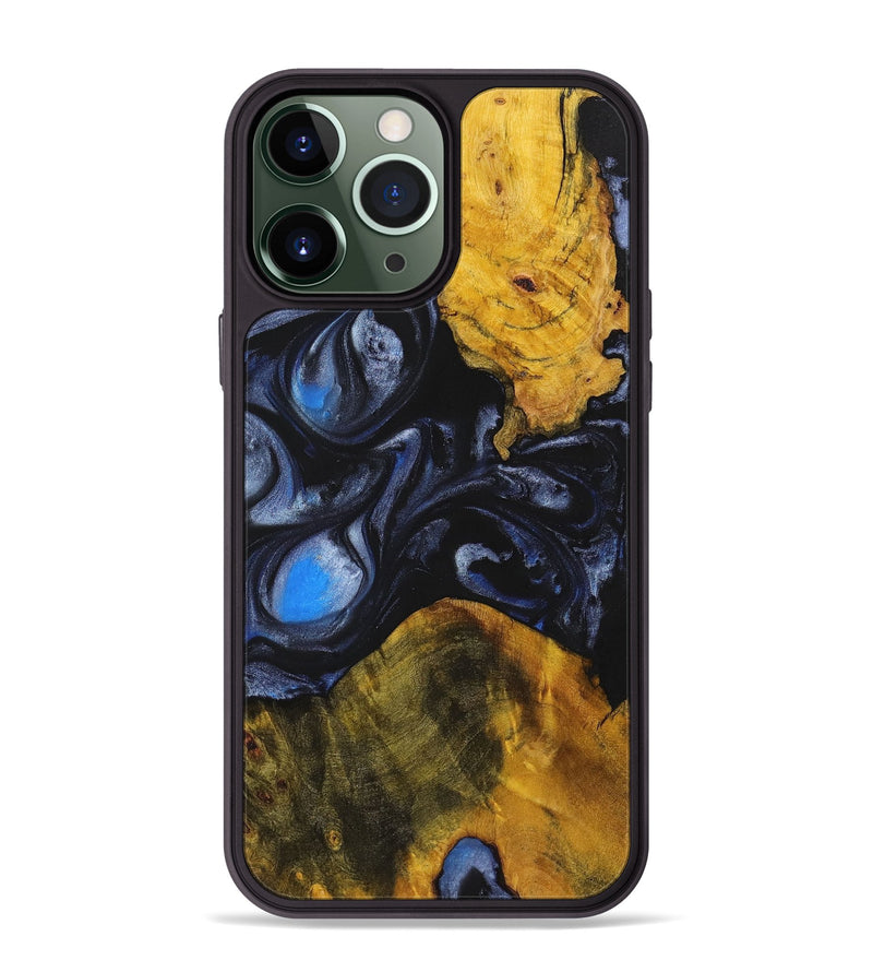 iPhone 13 Pro Max Wood+Resin Phone Case - Darin (Blue, 721623)