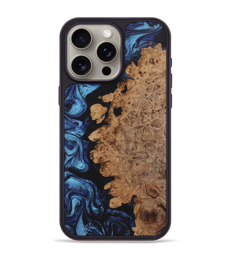 iPhone 15 Pro Max Wood+Resin Phone Case - Rex (Blue, 721628)