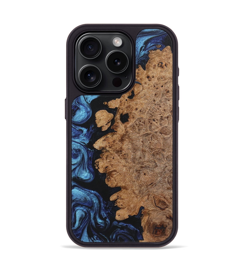 iPhone 15 Pro Wood+Resin Phone Case - Rex (Blue, 721628)