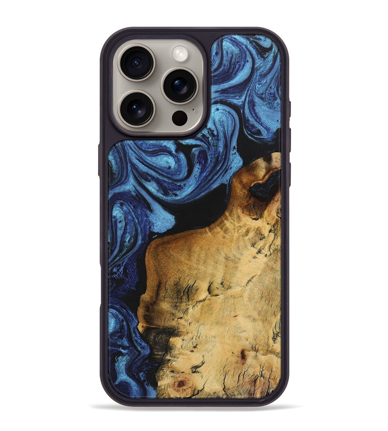 iPhone 16 Pro Max Wood+Resin Phone Case - Annalise (Blue, 721629)