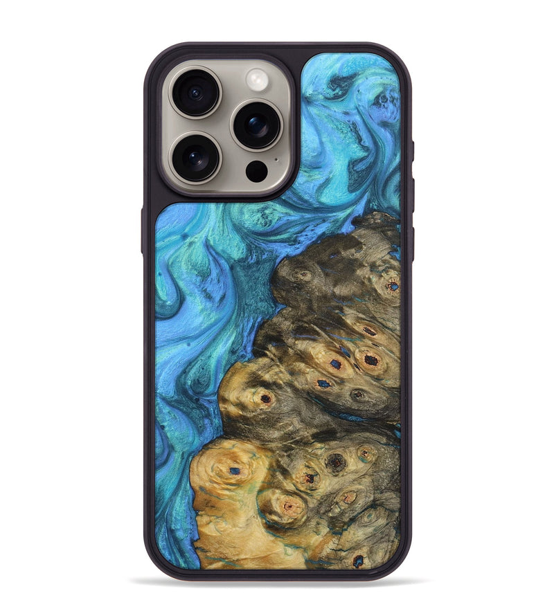 iPhone 15 Pro Max Wood+Resin Phone Case - Jensen (Blue, 721630)