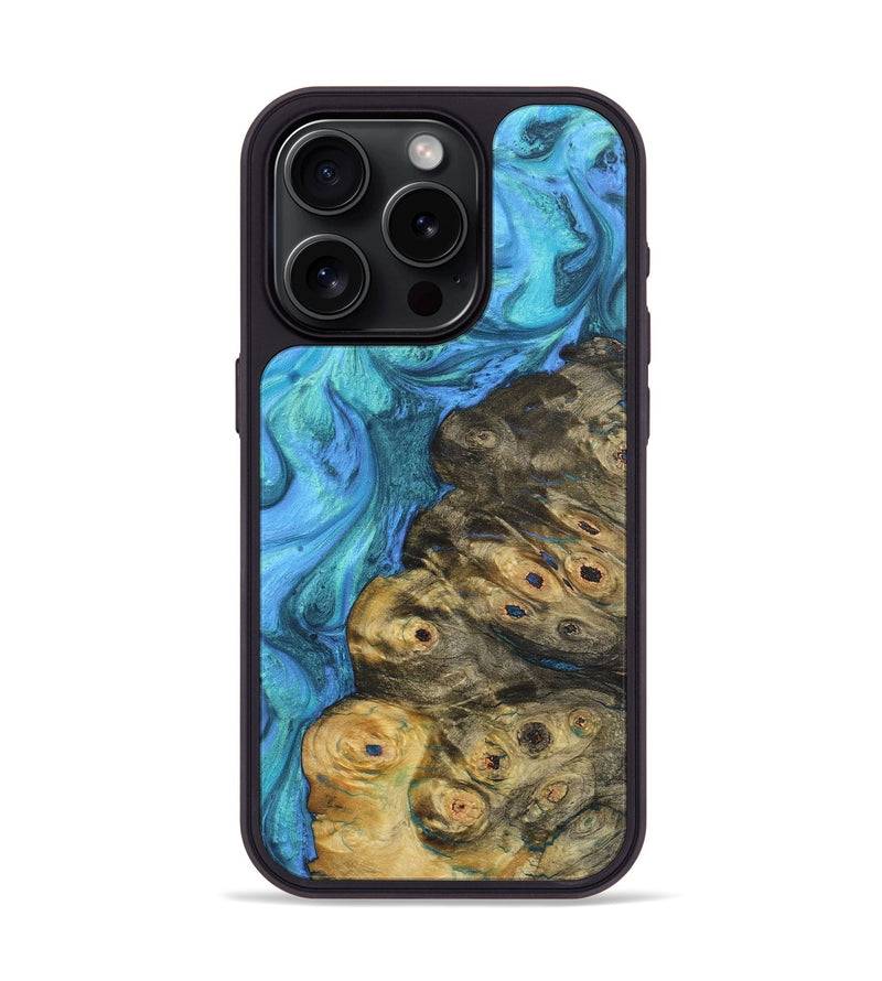 iPhone 15 Pro Wood+Resin Phone Case - Jensen (Blue, 721630)